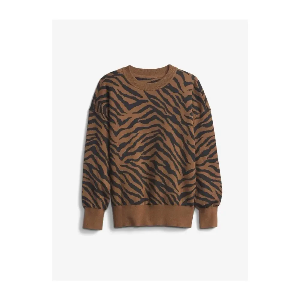 GAP Kid’s Brown Novelty Slouch Zebra Print Sweatshirt Size Small